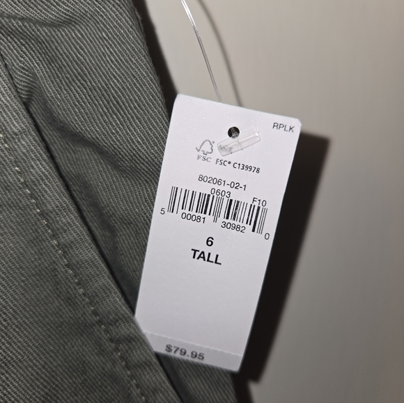 Gap Loose Khaki Pants Women's 6 Tall Olive Green High Rise Straight Leg‎ Pants - Picture 5 of 10